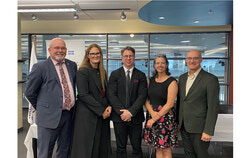 From left: George Singfield, Western Quebec School Board; Nadine Carpentier, Centre de services scolaire des Hauts-Bois-de-l’Outaouais; Daniel Bellemare, Centre de services scolaire au Cœur-des-Vallées; Manon Dufour, Centre de services scolaire des Draveurs; and Stéphane Lacasse, Centre de services scolaire des Portages-de-l’Outaouais. 
