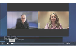 Chad Bean and Alina Seguin-Holmes of the Regional Association of West Quebecers presented to the National Assembly on February 5, urging lawmakers to amend Bill 1 to better protect individual rights, minority communities, and essential public services. Photo: Screenshot of the National Assembly of Quebec, Commission on Institutions hearing on Bill 1, February 5, 2026.